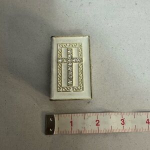 Elegant White and Gold Cross Trinket /Ring Box